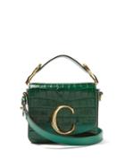 Matchesfashion.com Chlo - The C Mini Crocodile Effect Cross Body Bag - Womens - Green