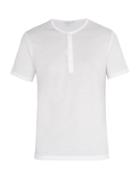 Matchesfashion.com Sunspel - Henley Cotton Jersey T Shirt - Mens - White