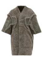 Matchesfashion.com Rick Owens - Inverted Seam Shearling Coat - Womens - Grey White