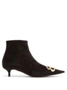 Matchesfashion.com Balenciaga - Velvet Bb Ankle Boots - Womens - Black
