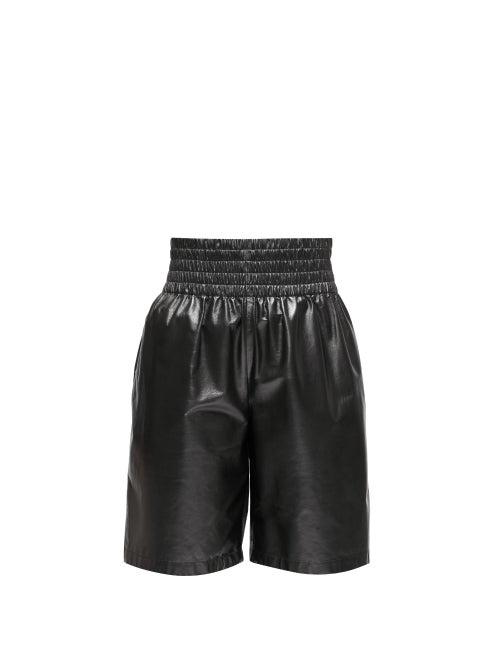 Matchesfashion.com Bottega Veneta - Elasticated-waist Leather Shorts - Womens - Black