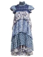 Matchesfashion.com Diane Von Furstenberg - Matilda Tiered Ruffled Dress - Womens - Blue Print