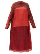 Matchesfashion.com Marine Serre - Upcycled Silk-satin Midi Dress - Womens - Red