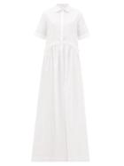 Matchesfashion.com White Story - Masquerade Ruffled Cotton Shirt Dress - Womens - White