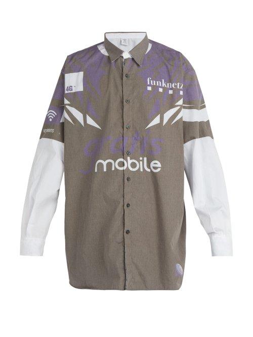 Matchesfashion.com Vetements - Printed Cotton Shirt - Mens - Grey