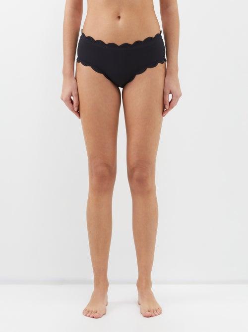 Marysia - Spring Scalloped Bikini Briefs - Womens - Black Blue