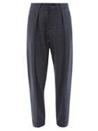 Giorgio Armani - Pleated Virgin Wool-blend Trousers - Mens - Navy Multi