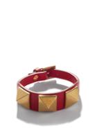 Valentino Garavani - Roman Stud Leather Bracelet - Womens - Red