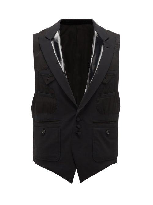 Matchesfashion.com Takahiromiyashita Thesoloist. - Leather-panelled Wool-blend Crepe Waistcoat - Mens - Black