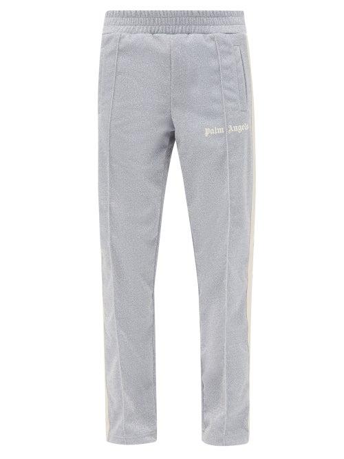 Palm Angels - Logo-print Lurex Track Pants - Mens - Silver