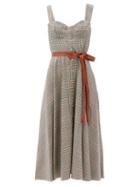 Matchesfashion.com Staud - Inda Belted Checked Midi Dress - Womens - Beige Multi