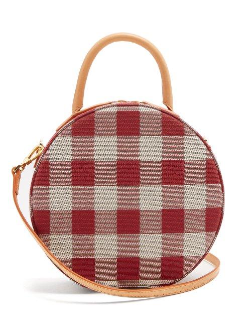 Matchesfashion.com Mansur Gavriel - Circle Gingham Cotton Canvas Cross Body Bag - Womens - Red Multi