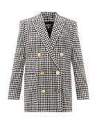 Matchesfashion.com Balmain - Double-breasted Houndstooth Wool-blend Jacket - Womens - Black White