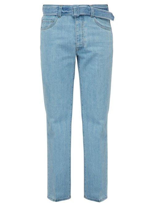 Matchesfashion.com Prada - Belted Straight Leg Jeans - Mens - Light Blue