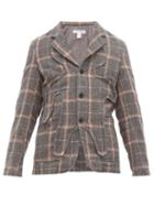 Matchesfashion.com Comme Des Garons Shirt - Appliqu Single Breasted Checked Wool Blazer - Mens - Grey