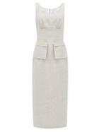Matchesfashion.com Carl Kapp - Desroches Linen-herringbone Pencil Dress - Womens - Grey White