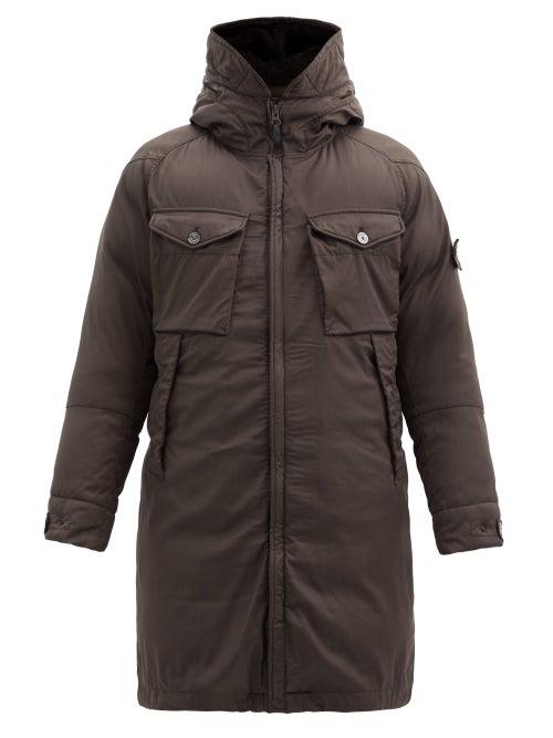 Matchesfashion.com Stone Island - Hooded Wool-blend Down Fishtail Parka - Mens - Brown