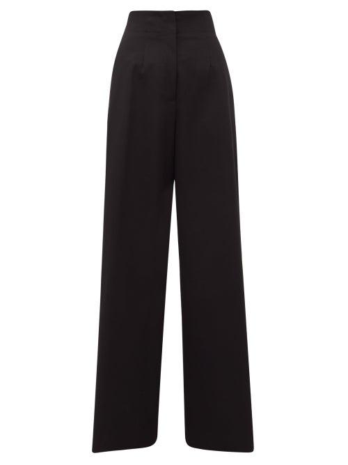 Matchesfashion.com Jil Sander - Satin-stripe Wool-twill Wide-leg Trousers - Womens - Black
