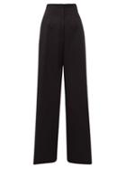 Matchesfashion.com Jil Sander - Satin-stripe Wool-twill Wide-leg Trousers - Womens - Black
