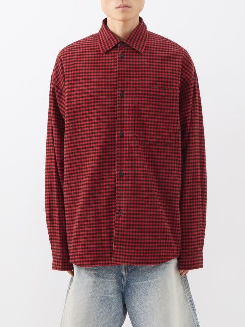 Balenciaga - Reversible Plaid Flannel Shirt - Mens - Red