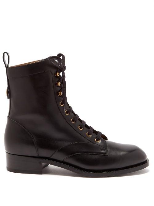 Gucci - Waldo Lace-up Leather Boots - Mens - Black