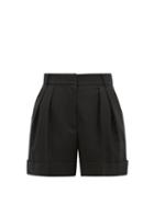Matchesfashion.com Alexander Mcqueen - High-rise Pleated Virgin-wool Shorts - Womens - Black