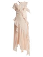 Jonathan Simkhai Asymmetric Ruffled Cut-out Silk-blend Dress