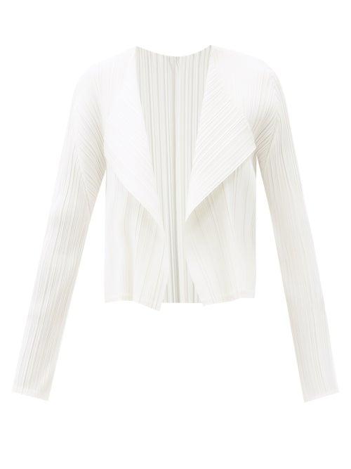 Matchesfashion.com Pleats Please Issey Miyake - Technical-pleated Cropped Cardigan - Womens - White
