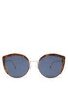 Matchesfashion.com Fendi - F Is Fendi Oversized Metal Sunglasses - Womens - Tortoiseshell