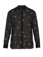 Matchesfashion.com Saint Laurent - Star Print Wool Blend Shirt - Mens - Black White