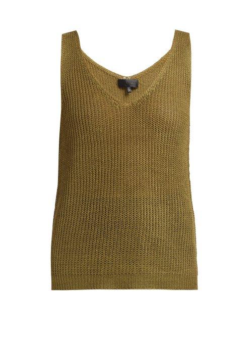 Matchesfashion.com Nili Lotan - Nala Knitted Linen Camisole - Womens - Khaki