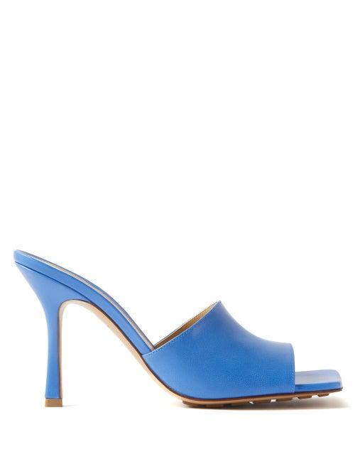 Bottega Veneta - Stretch Square-toe Leather Mules - Womens - Blue