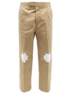 Thom Browne - Flower-appliqu Cotton-blend Tailored Trousers - Mens - Khaki