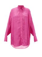 Matchesfashion.com Balenciaga - Scarf Polka-dot Satin Blouse - Womens - Pink