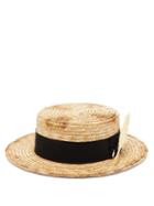 Matchesfashion.com Ruslan Baginskiy - Wheatsheaf Embellished Straw Boater Hat - Womens - Beige