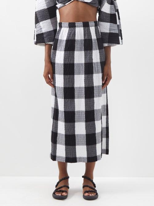 Mara Hoffman - Denise Check Organic-cotton Jersey Skirt - Womens - Black White