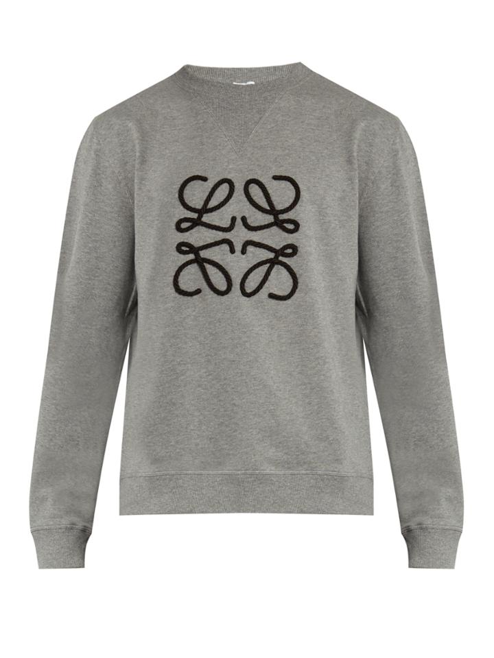 Loewe Braided-logo Crew-neck Cotton Sweatshirt