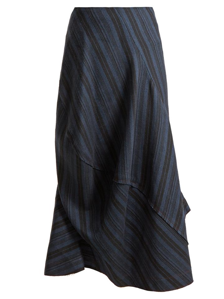 Acne Studios Suse Striped Asymmetric Wool-blend Skirt