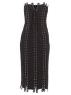 Dolce & Gabbana - Lace-up Eyelet Silk-blend Strapless Dress - Womens - Black