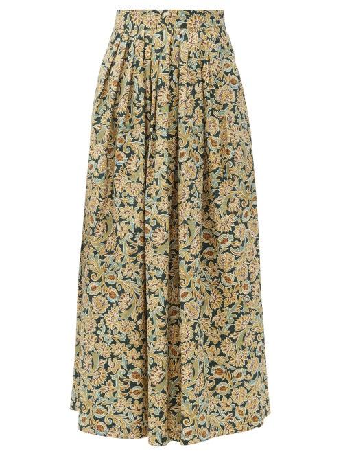 Matchesfashion.com Weekend Max Mara - Liser Midi Skirt - Womens - Yellow Multi