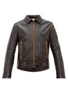 Matchesfashion.com Saint Laurent - Metallic Piped Leather Jacket - Mens - Black