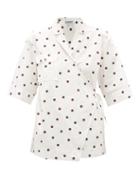 Matchesfashion.com Ganni - Polka-dot Poplin Wrap Shirt - Womens - White Multi