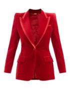Gucci - Single-breasted Cotton-blend Velvet Suit Jacket - Womens - Dark Red