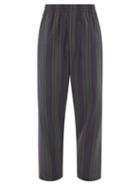 L.e.j - Elasticated Cotton-blend Straight-leg Trousers - Mens - Navy Multi