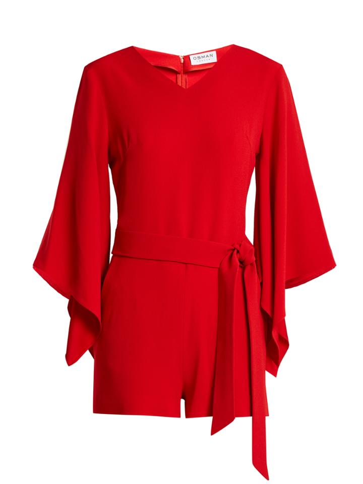 Osman Joanna Satin-back Crepe Playsuit