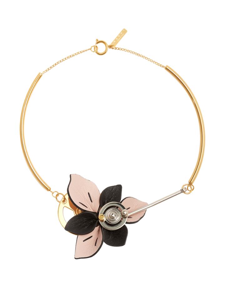 Marni Floral Leather-petal Necklace