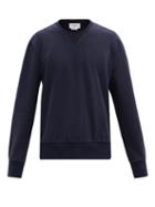 Matchesfashion.com Thom Browne - Crew-neck Cotton-jersey Sweatshirt - Mens - Navy