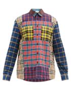 Matchesfashion.com Burberry - Tindall Patchworked Checked Cotton-flannel Shirt - Mens - Red Multi