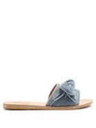 Matchesfashion.com Ancient Greek Sandals - Taygete Bow Embellished Velvet And Leather Slides - Womens - Light Blue