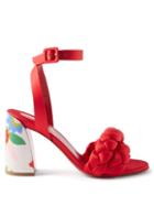Christian Louboutin - Brio 85 Floral-heel Satin Sandals - Womens - Red